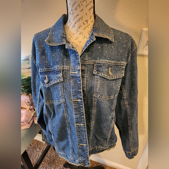 Decorated Orgenids Jackets & Blazers - Women's Blue Denim Jean Jacket